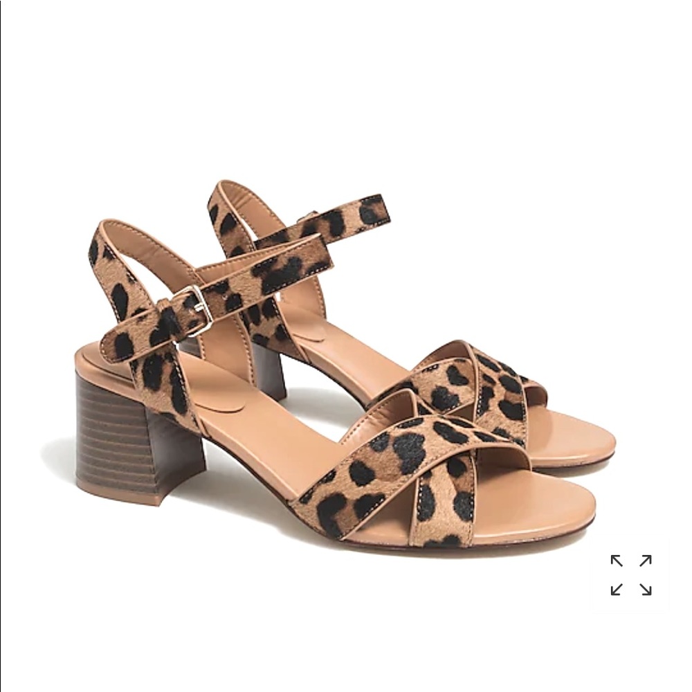 Leopard calf hair block sandals